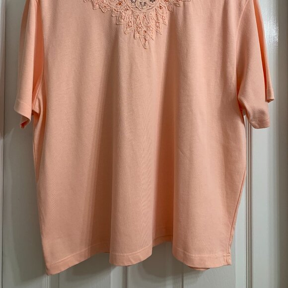 Westbound II Peach Color Blouse with Lace Trim, Size 2X, NWT - Picture 2 of 4